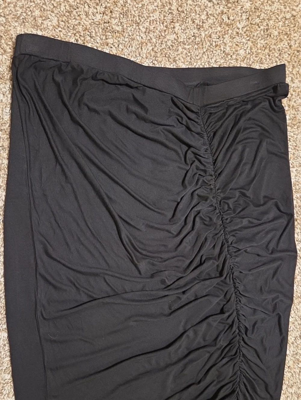 MOSSIMO Black Ruched Side Midi Skirt